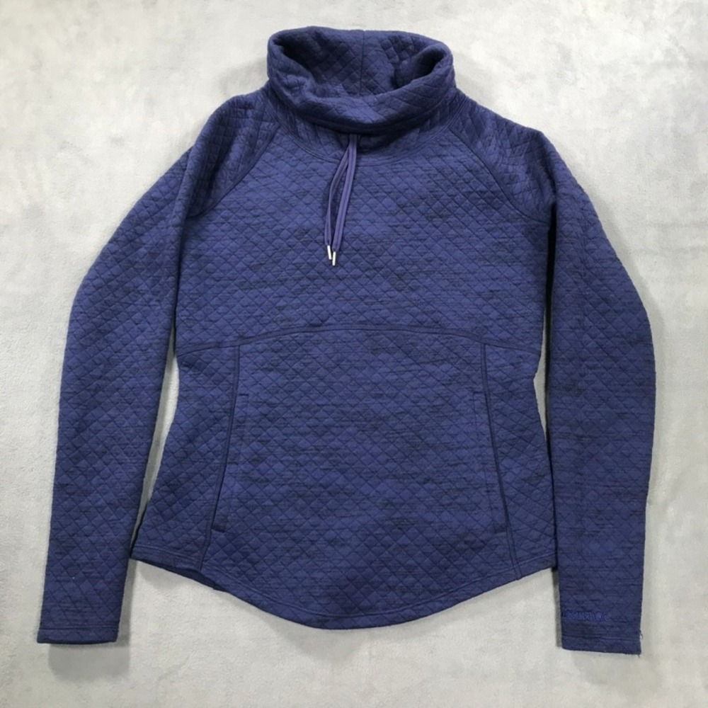 Marmot Sweater Womens S Purple Pullover Quilted Cowl Neck Stretch Outdoor J48370